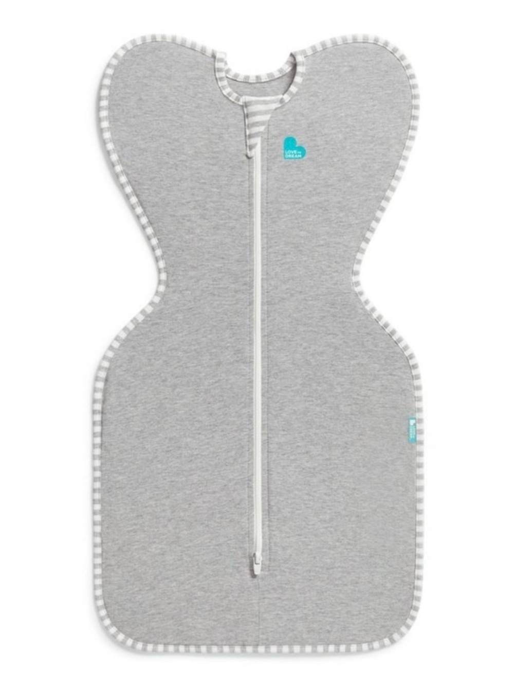 Love to dream Grey & White Striped Trim Swaddle Zip-Front Sleep Sack